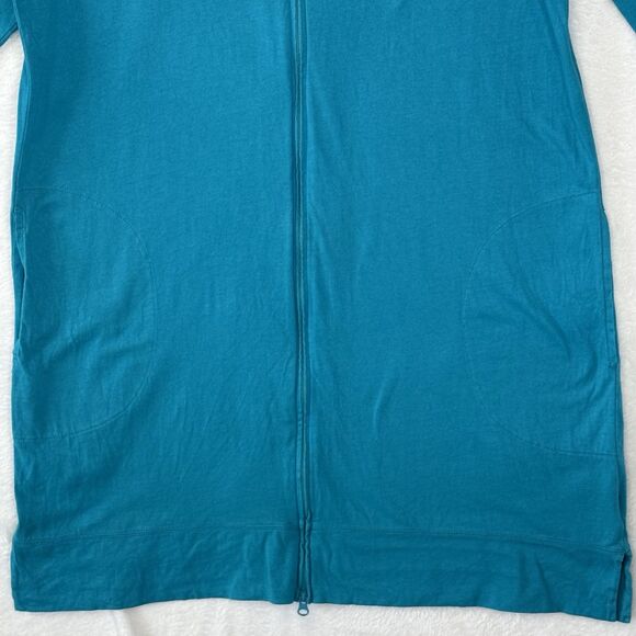LL Bean Bright Blue Full Zip Hooded 3/4 Sleeve Beach Swim Cover Up Dress Small - Picture 4 of 14